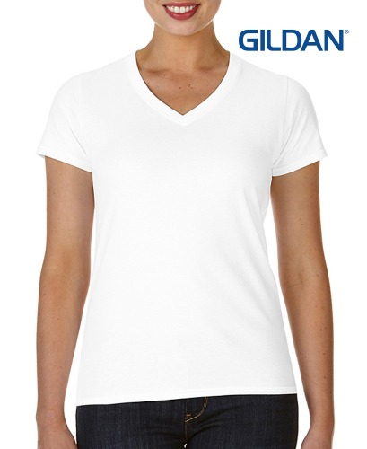 길단 30수 브이넥 여성용 티셔츠 WHITE