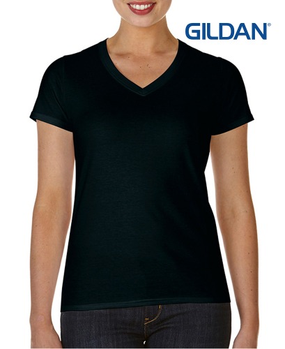 길단 30수 브이넥 여성용 티셔츠 BLACK